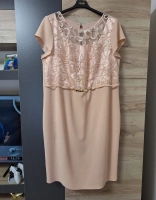 chie elegantă z pudră cu dantelă și detaliu auriu, mărimea 48|en|Elegant powder p