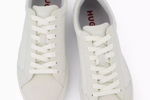 Adidasi tenesi sneakers din piele ecologica Hugo Boss, model Morrie Tenn alb, marimea 40 - ORIGINALI