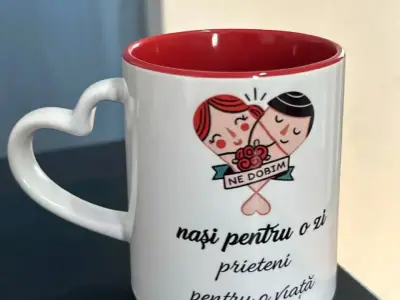 Cană ceramică cu mesaj haioasă, interior roșu – nouă