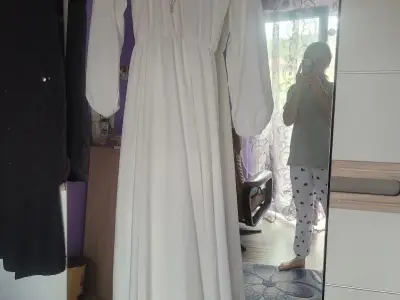 Rochie albă pentru botez/nuntă, mărimea S, făcută pe comandă