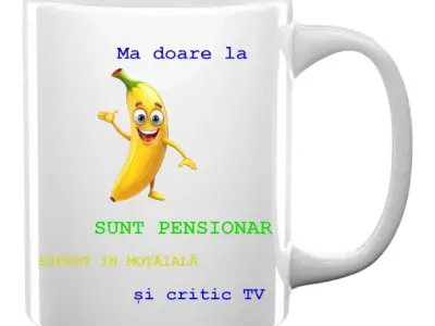 Cană cu poza și mesaj pentru pensionari 