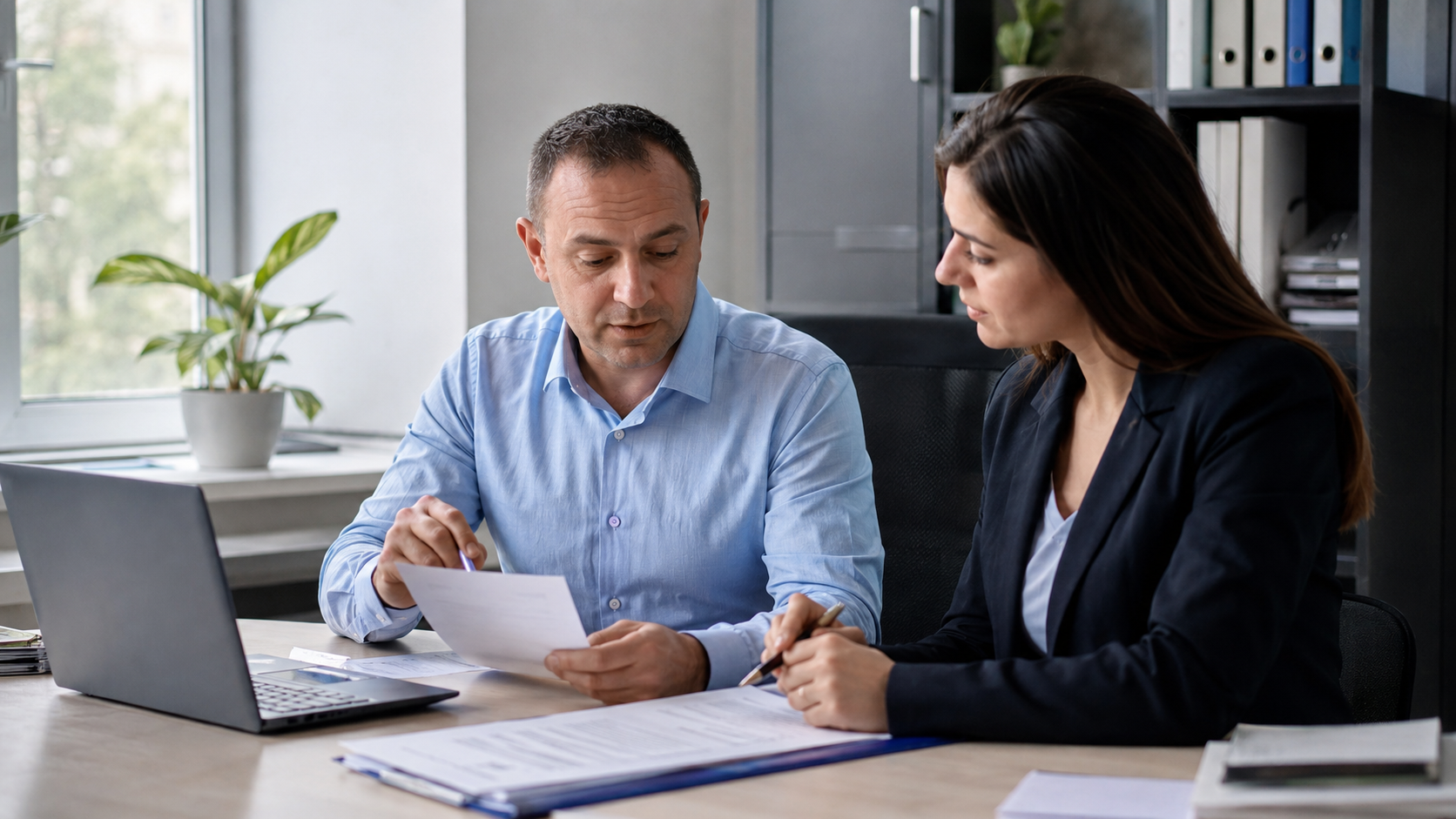 Manager și specialist HR care pregătesc o ofertă de muncă