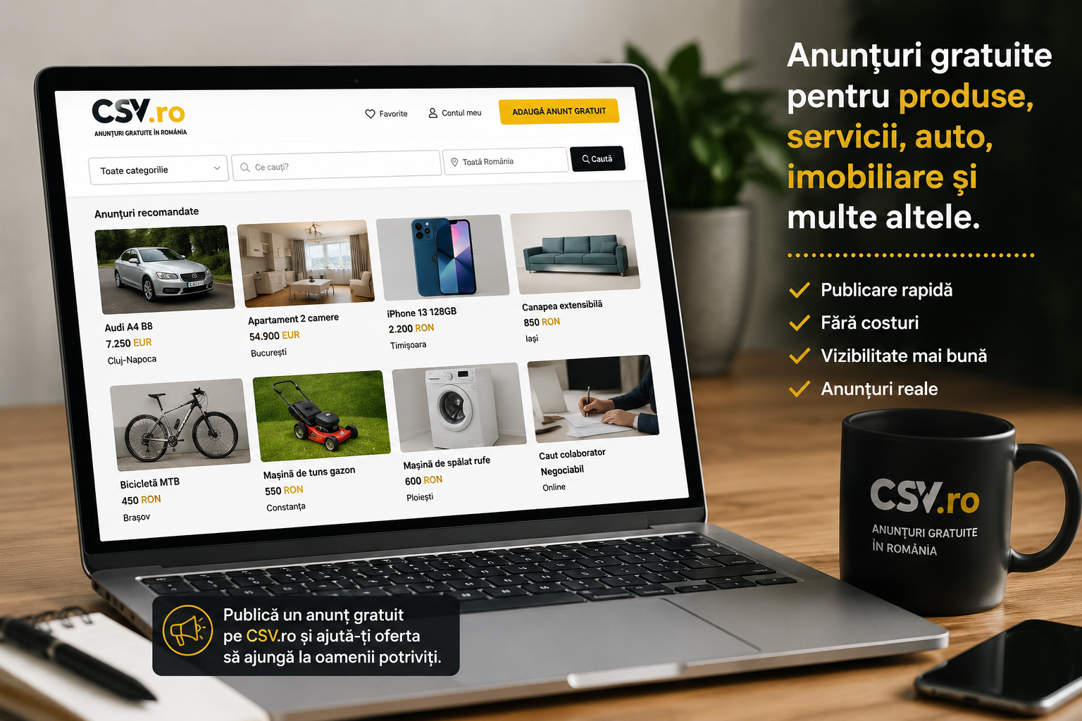 Anunțuri gratuite online publicate pe CSV.ro