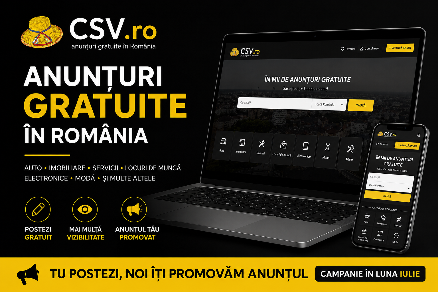 Anunțuri gratuite România publicate online pe CSV.ro