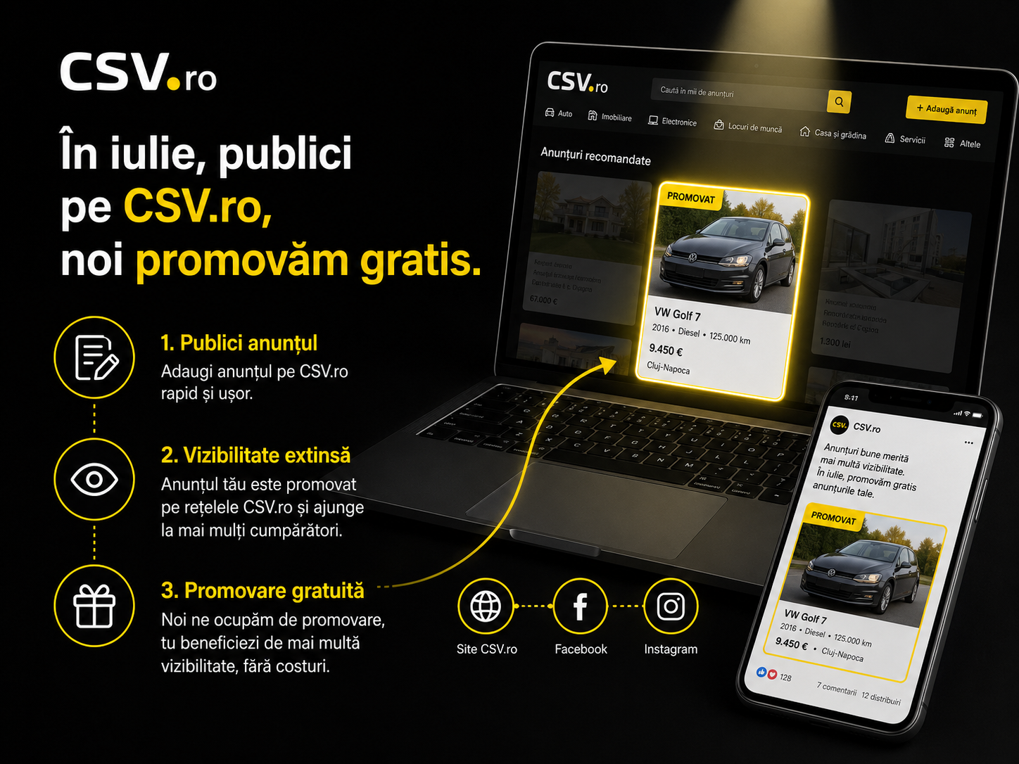Cum funcționează campania CSV.ro pentru anunțuri gratuite online